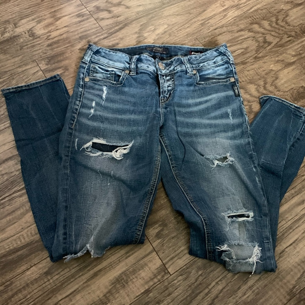 Silver skinny jeans